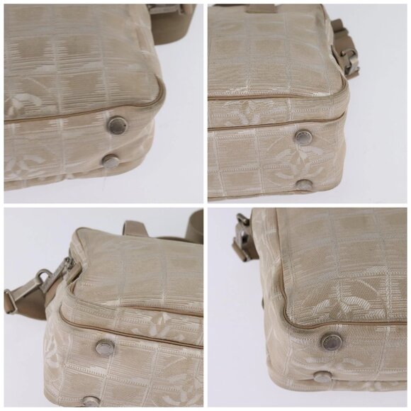 CHANEL New Travel Line Hand Bag Nylon 2way Beige Silver CC Auth 143907 - Picture 14 of 16